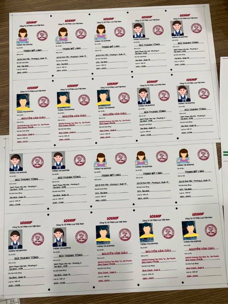 In thẻ tên Shipper Loship - Thẻ nhựa theo mẫu công ty | In Kỹ Thuật Số Since 2006