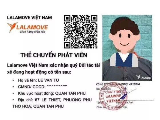 In thẻ tên Shipper Lalamove - Thẻ nhựa theo mẫu công ty | In Kỹ Thuật Số Since 2006